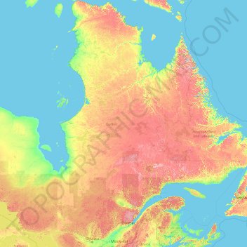 Quebec topographic map, elevation, terrain