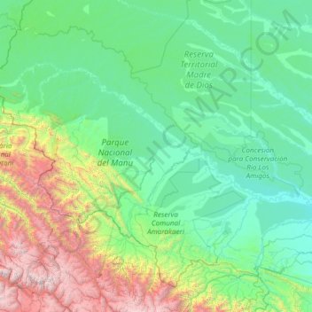 Manu topographic map, elevation, terrain
