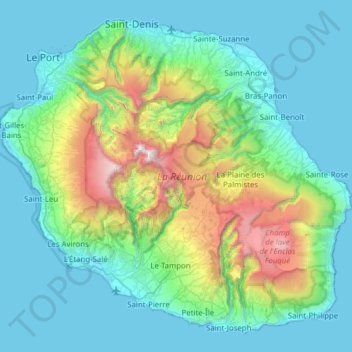La Reunión topographic map, elevation, terrain