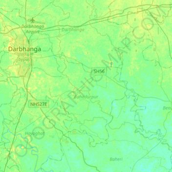 Bahadurpur topographic map, elevation, terrain