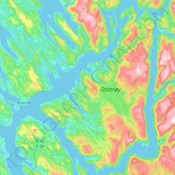 Osterøy topographic map, elevation, terrain