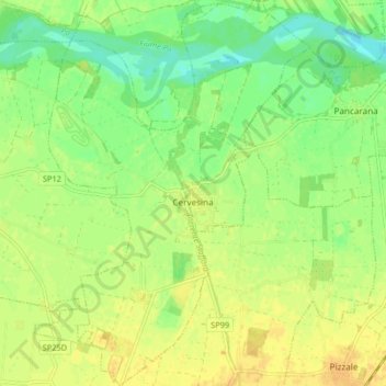 Cervesina topographic map, elevation, terrain