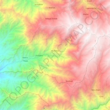 Huanchay topographic map, elevation, terrain