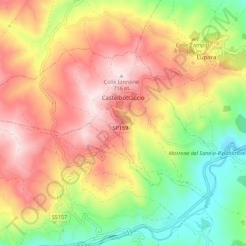 Castelbottaccio topographic map, elevation, terrain