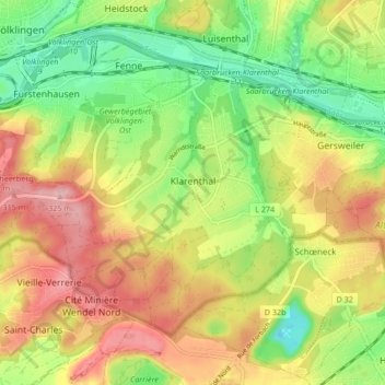 Klarenthal topographic map, elevation, terrain
