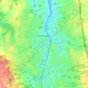 Newmarket topographic map, elevation, terrain