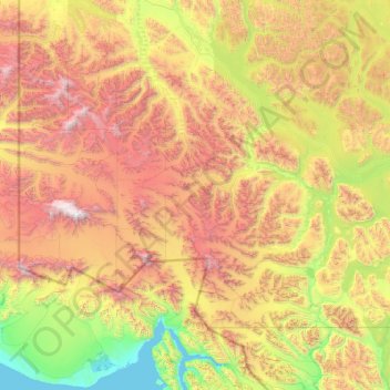 Kluane National Park and Reserve topographic map, elevation, terrain