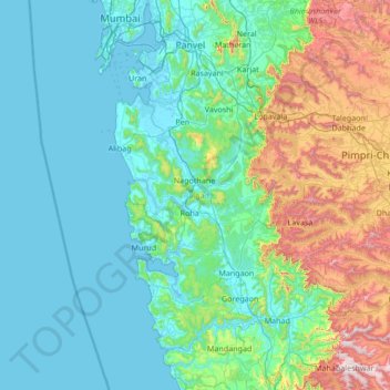 Raigad topographic map, elevation, terrain