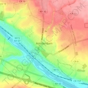 City of Amsterdam topographic map, elevation, terrain