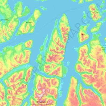 Lyngen topographic map, elevation, terrain