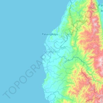 Pasangkayu topographic map, elevation, terrain