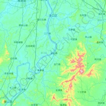 渌口区 topographic map, elevation, terrain