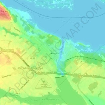 Arnprior topographic map, elevation, terrain