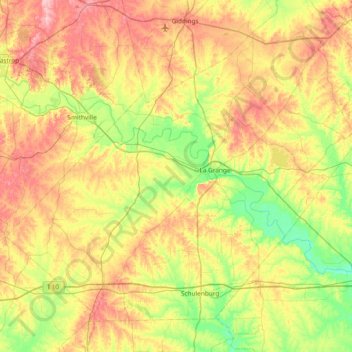 Fayette County topographic map, elevation, terrain