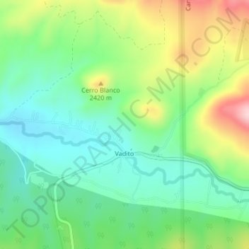 Vadito topographic map, elevation, terrain