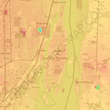 Grosse Ile Township topographic map, elevation, terrain