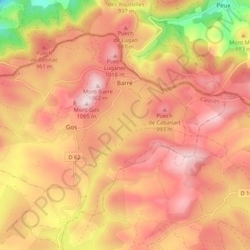 Barre topographic map, elevation, terrain