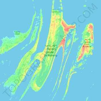 Flaherty Island topographic map, elevation, terrain
