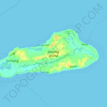 Jomalig Island topographic map, elevation, terrain