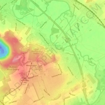 Mountsorrel topographic map, elevation, terrain