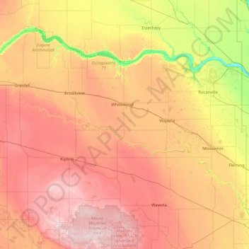 White Bear First Nations topographic map, elevation, terrain
