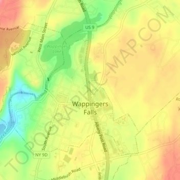 Wappingers Falls topographic map, elevation, terrain