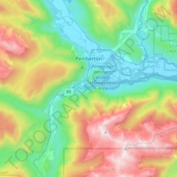 Pemberton topographic map, elevation, terrain