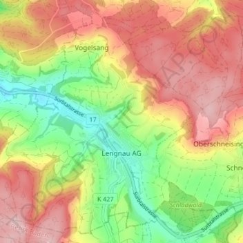 Lengnau topographic map, elevation, terrain