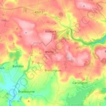 Brassington CP topographic map, elevation, terrain