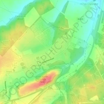 Clipstone topographic map, elevation, terrain