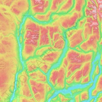 Area O (Lower North Thompson) topographic map, elevation, terrain