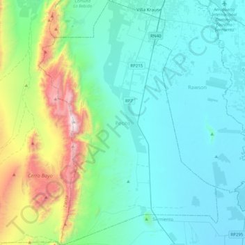 Pocito topographic map, elevation, terrain