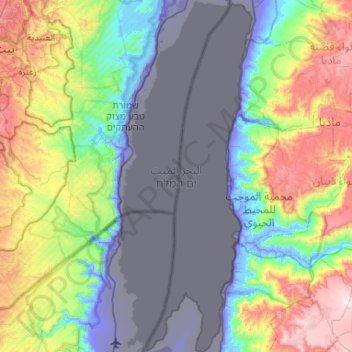 Dead Sea topographic map, elevation, terrain