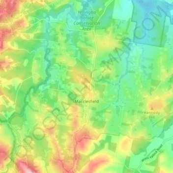 Macclesfield topographic map, elevation, terrain