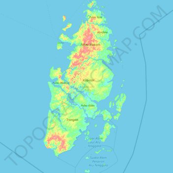 Aru-Inseln topographic map, elevation, terrain
