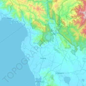 Pinrang topographic map, elevation, terrain