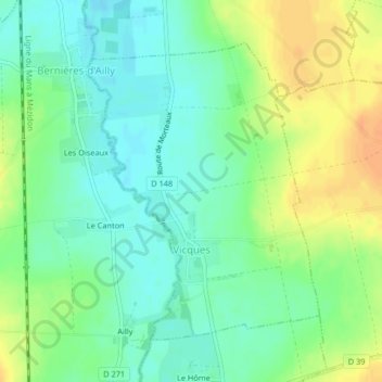 Vicques topographic map, elevation, terrain
