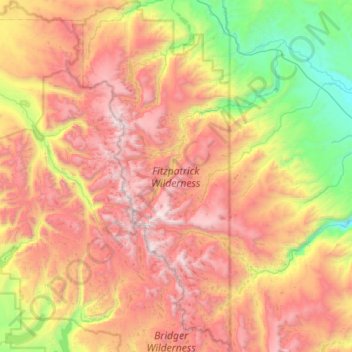 Fitzpatrick Wilderness Area topographic map, elevation, terrain
