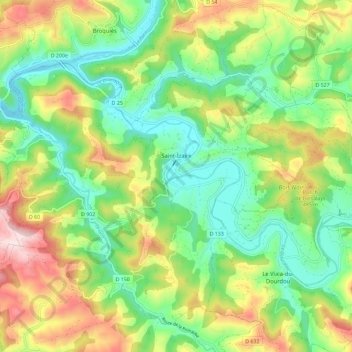 Saint-Izaire topographic map, elevation, terrain