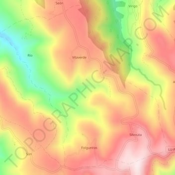 Folgueiras topographic map, elevation, terrain