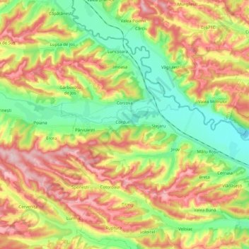 Corcova topographic map, elevation, terrain