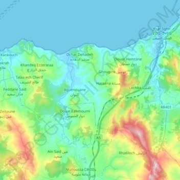 Ksar es-Seghir topographic map, elevation, terrain
