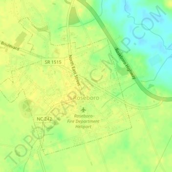 Roseboro topographic map, elevation, terrain