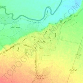 Parsabad topographic map, elevation, terrain