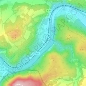 Niederhausen topographic map, elevation, terrain
