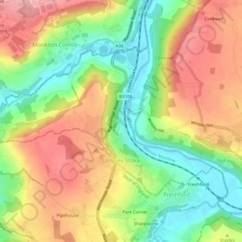 Limpley Stoke topographic map, elevation, terrain