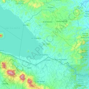 Rio San Juan topographic map, elevation, terrain
