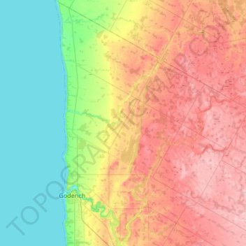 Ashfield–Colborne–Wawanosh topographic map, elevation, terrain