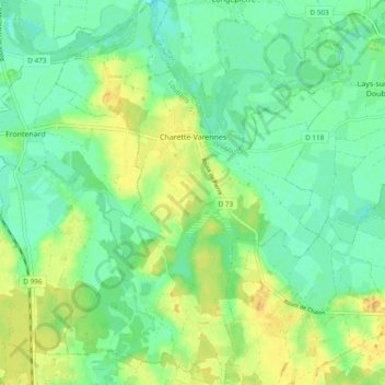 Charette-Varennes topographic map, elevation, terrain