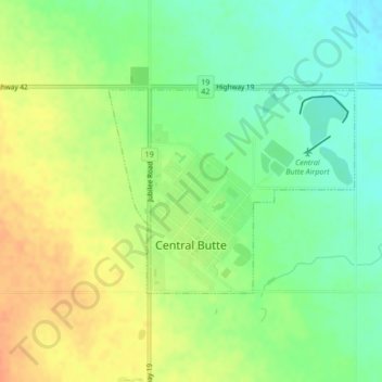 Central Butte topographic map, elevation, terrain